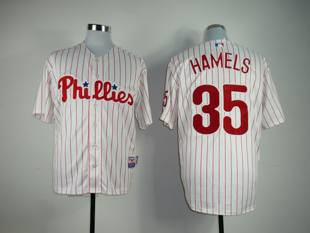 Men Philadelphia Phillies #35 Hamels White MLB Jerseys